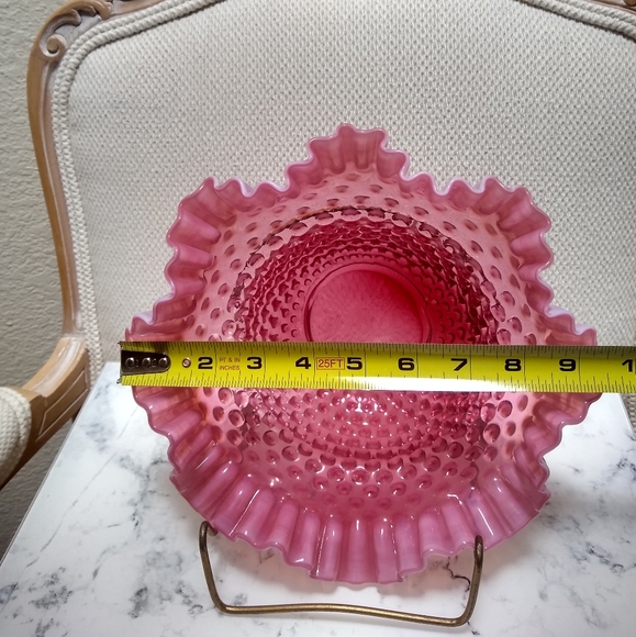 Fenton Cranberry Opalescent Hobnail Bowl - Picture 3 of 9